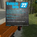 VehicleInfo V1.5 FS22 2