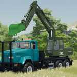 kraz 65032 truck with excavator v1.0 fs22 1