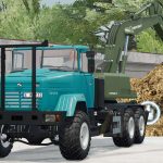 kraz 65032 truck with excavator v1.0 fs22 2