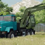 kraz 65032 truck with excavator v1.0 fs22 3